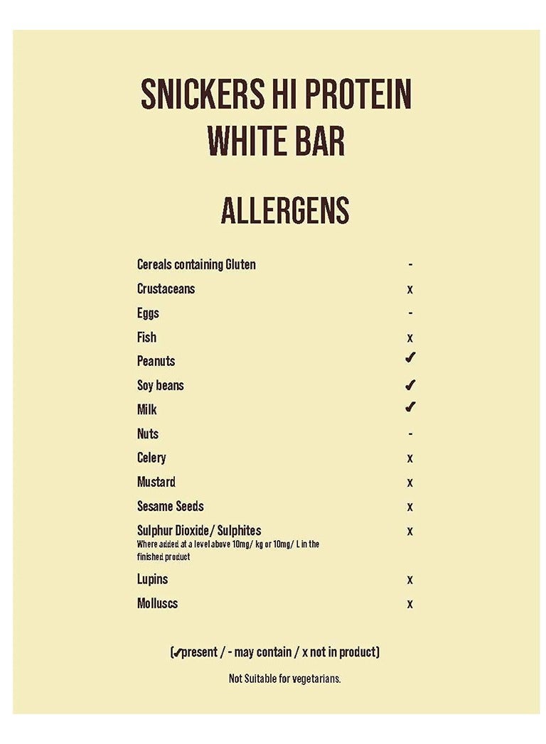 Snickers Hi protein White Peanut and Caramel Flavour Bar, 57g pack of 12 - Image 3