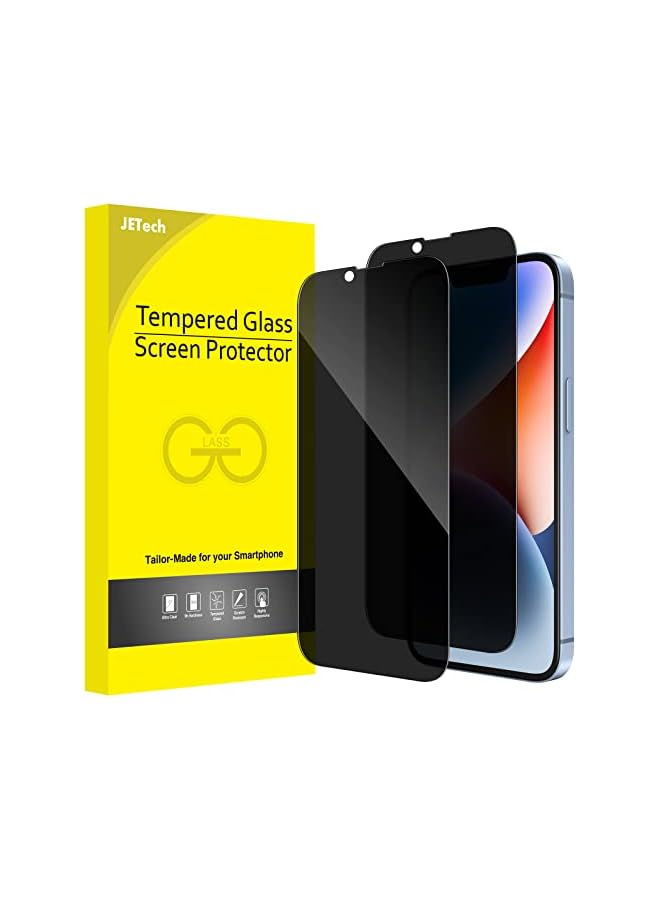 JETech Privacy Full Coverage Screen Protector for iPhone 14 6.1-Inch, Anti-Spy Tempered Glass Film, Edge to Edge Protection Case-Friendly, 2-Pack - Image 1