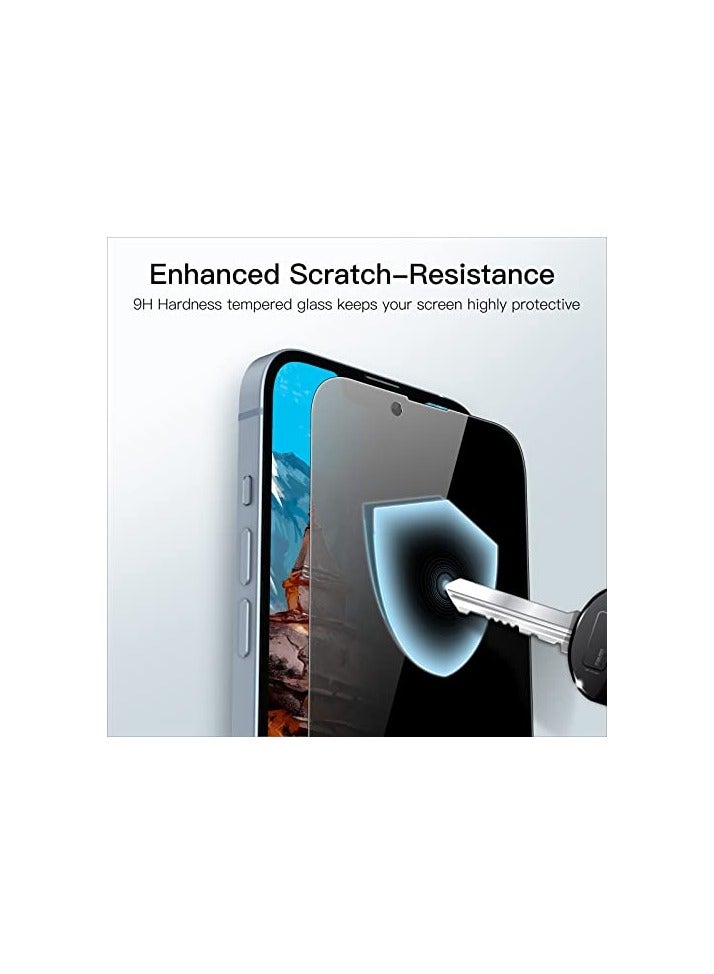 JETech Privacy Full Coverage Screen Protector for iPhone 14 6.1-Inch, Anti-Spy Tempered Glass Film, Edge to Edge Protection Case-Friendly, 2-Pack - Image 2