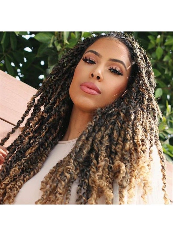 Dorsanee 7 Packs Passion Twist Hair 18 Inch Water Wave Synthetic Braids for Passion Twist Crochet Braiding Hair Goddess Locs Long Bohemian Locs Hair (22Strands/Pack, T27#)