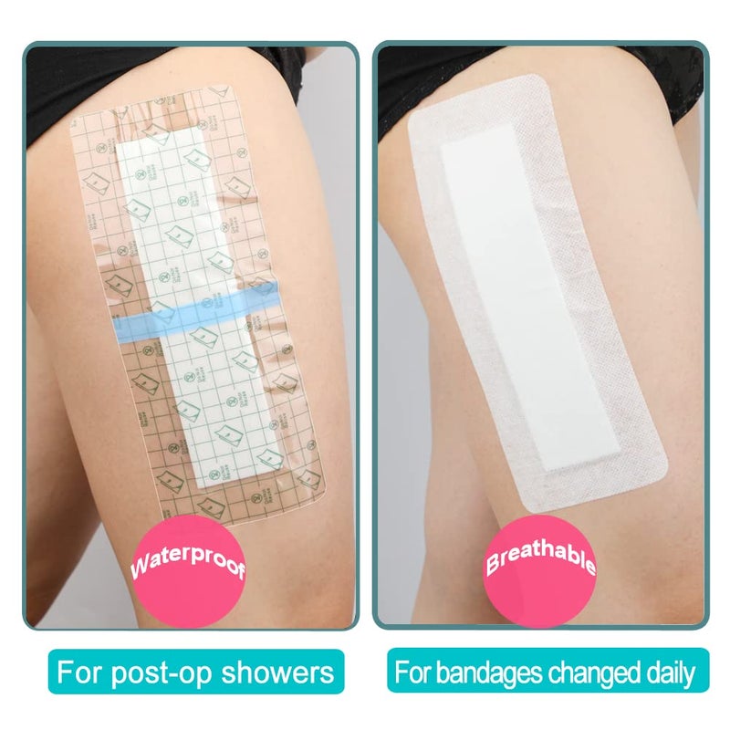 GoToHere Waterproof Incision Bandages for Large Wounds Knee Hip Replacement Adheisve Island Dressing Bandaid Tape Post Surgical Shower Protector, No Glue On Center 4 x 8 Inch (Pack of 14) - Image 5