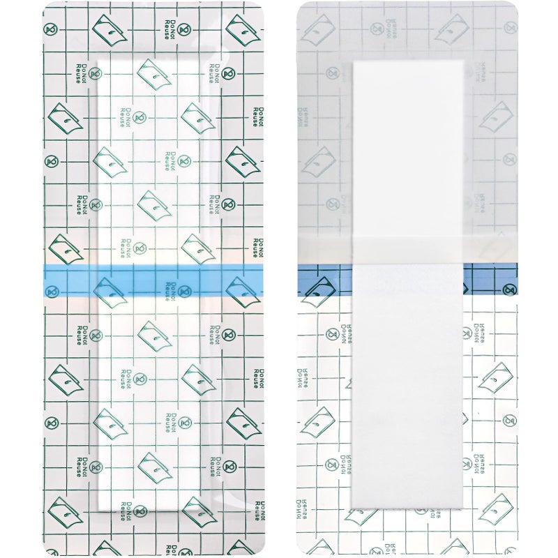 GoToHere Waterproof Incision Bandages for Large Wounds Knee Hip Replacement Adheisve Island Dressing Bandaid Tape Post Surgical Shower Protector, No Glue On Center 4 x 8 Inch (Pack of 14) - Image 1