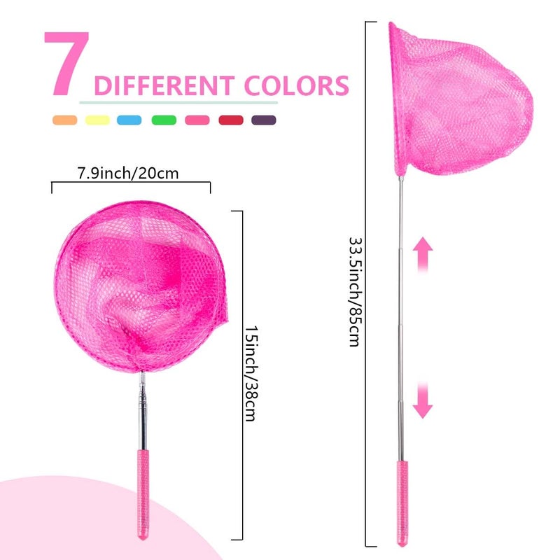 KISEER 7-Piece Colorful Telescopic Kids Fishing Net Butterfly Net Catching Insects Bugs Beach Toys for Kids Outdoor Playing - Image 2