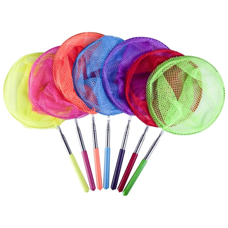 KISEER 7-Piece Colorful Telescopic Kids Fishing Net Butterfly Net Catching Insects Bugs Beach Toys for Kids Outdoor Playing - Image 1