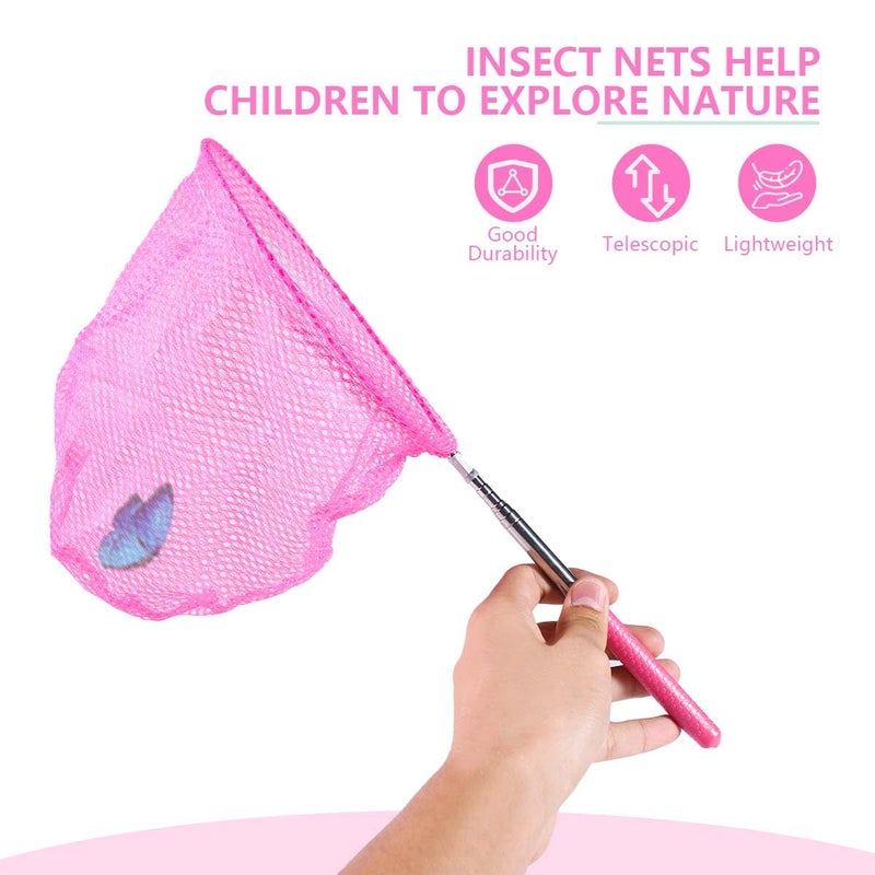KISEER 7-Piece Colorful Telescopic Kids Fishing Net Butterfly Net Catching Insects Bugs Beach Toys for Kids Outdoor Playing - Image 4