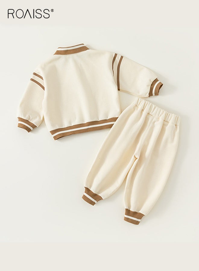 رويس طقم قميص بولو وسروال للأطفال الصغار، ملابس ربيعية وخريفية للأطفال الصغار، قميص بأكمام طويلة وسروال بخصر مطاطي، طقم ملابس مريح من قطعتين للأطفال الصغار، مناسب للارتداء اليومي والأنشطة الخارجية - Image 3