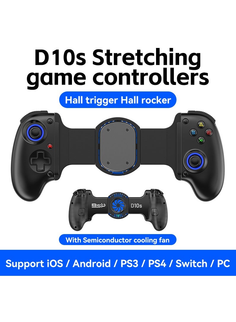 D10s Extendable Cooling Gaming Controller Delta for PS4, Android, iOS, Tablets, Switch, Xbox Streaming Controller (Black)  - Image 2