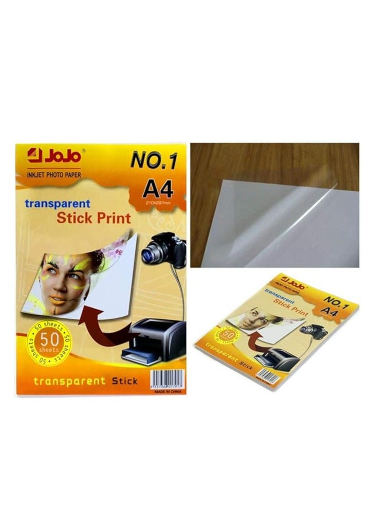 JOJO - A4 Size Transparent Print Sticker Inkjet Photo Paper A4 - Image 1