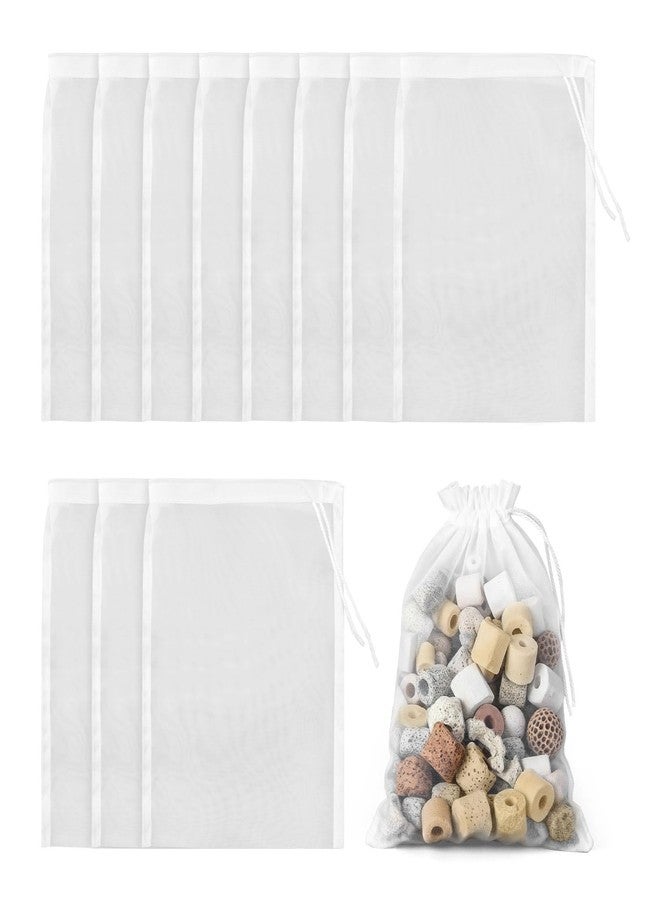 SNOMEL 12 Pieces Aquarium Filter Media Bag with Drawstring, 200 Micron Aquarium Mesh Bag, Reusable High Flow Fish Tank Filter Pouch for Bio Balls Impurities Filtration (5.9" x 7.8") (12) - Image 1