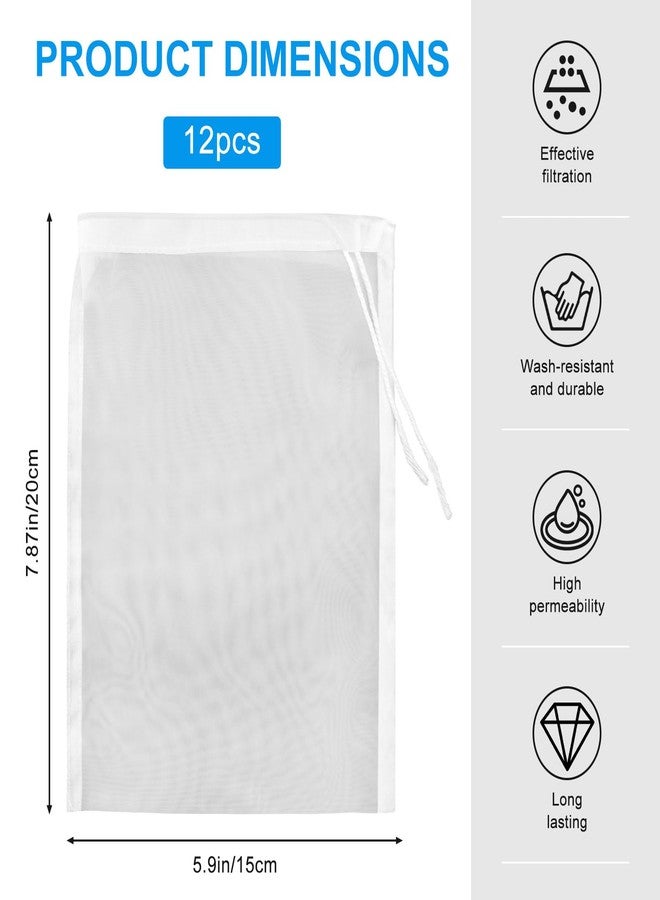 SNOMEL 12 Pieces Aquarium Filter Media Bag with Drawstring, 200 Micron Aquarium Mesh Bag, Reusable High Flow Fish Tank Filter Pouch for Bio Balls Impurities Filtration (5.9" x 7.8") (12) - Image 2