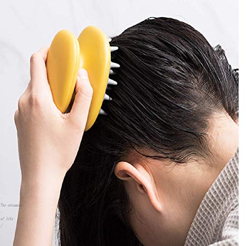 pepplo® Hair Scalp Massager Shampoo Brush, Scalp Brush Hair Scrubber, Hair Washing Brush Scalp Exfoliator Brush for Dandruff, Wet and Dry Hair Scalp Brush with Soft Silicone (1PCS, Yellow) - Image 2