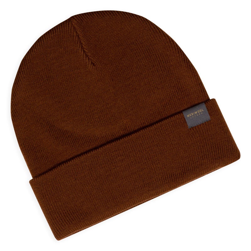 MERIWOOL Beanie for Men and Women - Merino Wool Blend Ribbed Knit Winter Hat Brown - Image 4