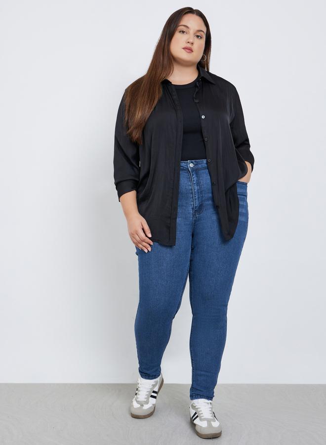 ستايلي جينز سكيني ضيق بمقاس كبير وخصر عالي - Image 1