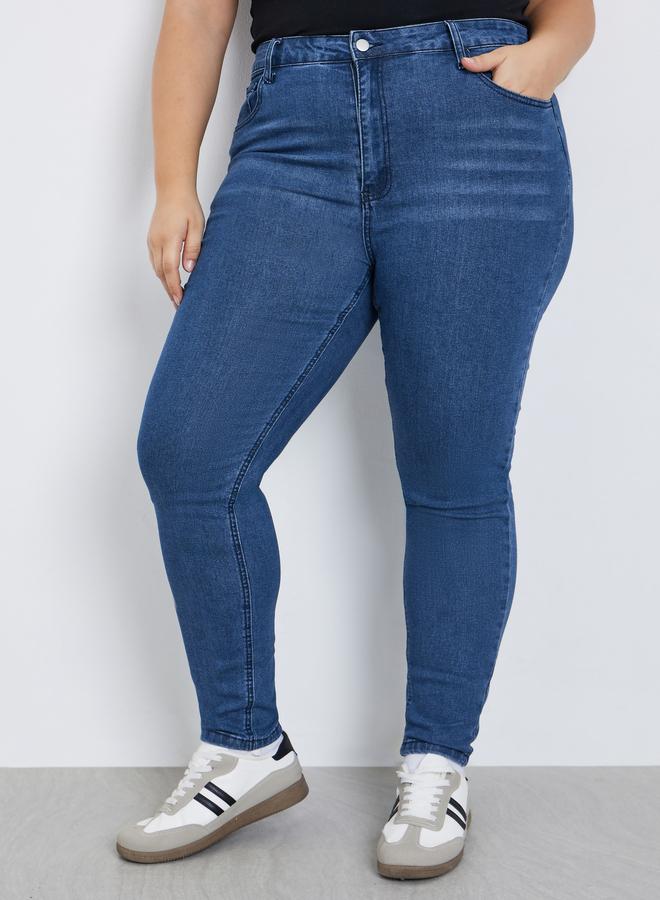 ستايلي جينز سكيني ضيق بمقاس كبير وخصر عالي - Image 2