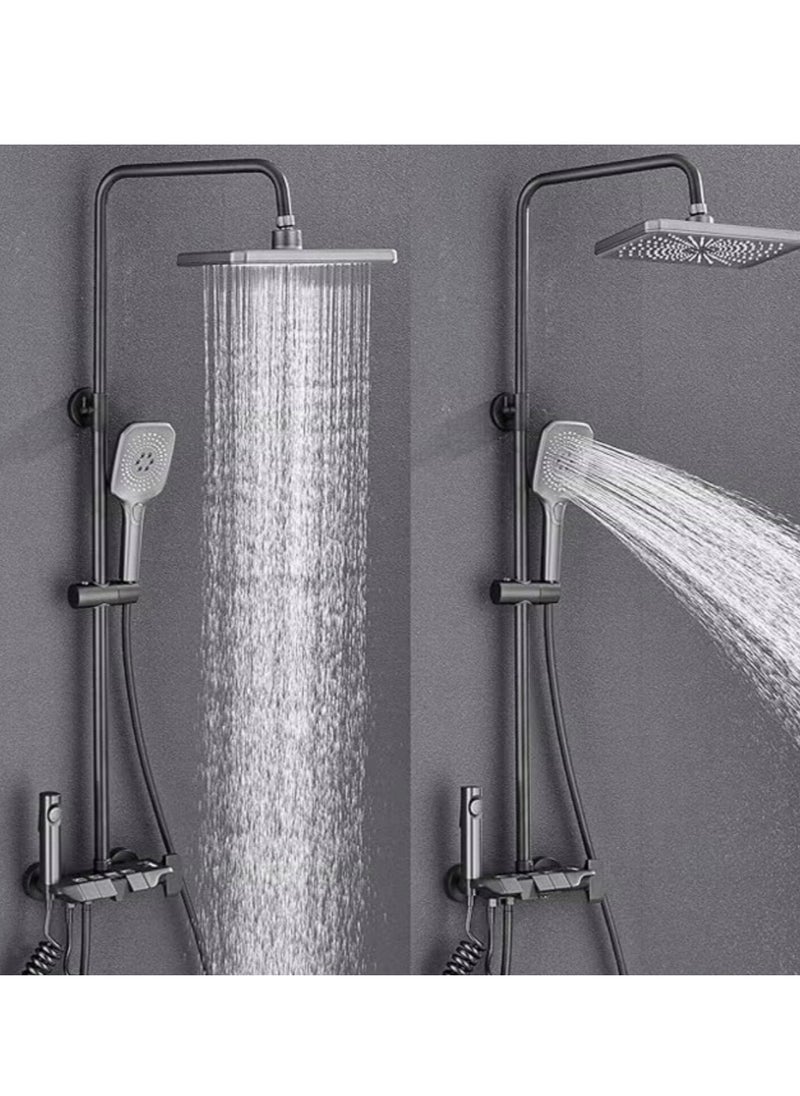 ماركة غير محددة - دش شاور كامل سماعتين وشطاف قلب نحاس بشاشه رقمية  لون اسود مطفي - Image 1