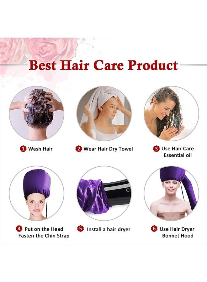Frclona Hair Dryer Bonnet - Upgraded Bonnet Hair Dryer with Longer Extended Hose More Easy to Enjoy Styling, Curling and Hair Deep Conditioning, with Free Carrying Case Bonnet Hair Dryer(Purple) - Image 5