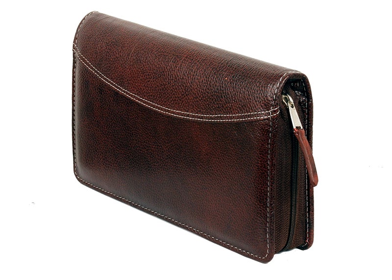 Sukeshcraft Multiple Cheque Book Holder | Original Leather Holds Upto 8 Cheque Books (2Tone Brown) - Image 1