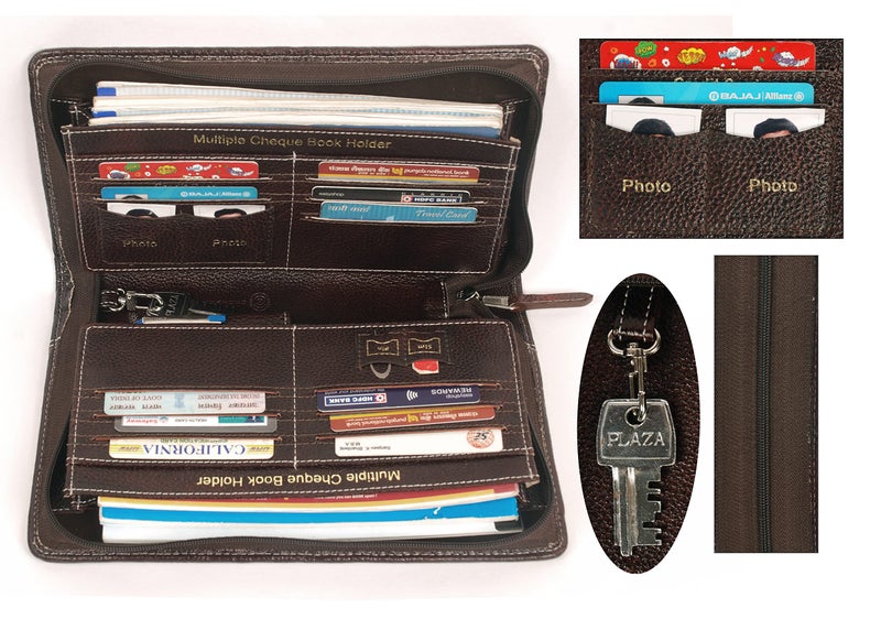 Sukeshcraft Multiple Cheque Book Holder | Original Leather Holds Upto 8 Cheque Books (2Tone Brown) - Image 5