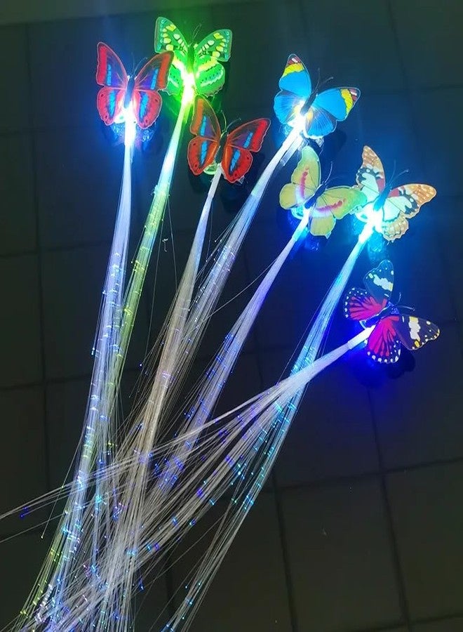 Diversa مشابك شعر دايفرسا للبنات، مشابك شعر على شكل فراشة مضيئة بتقنية LED مع وصلات من الألياف البصرية، 4 قطع، إكسسوارات حفلات متعددة الألوان - Image 5