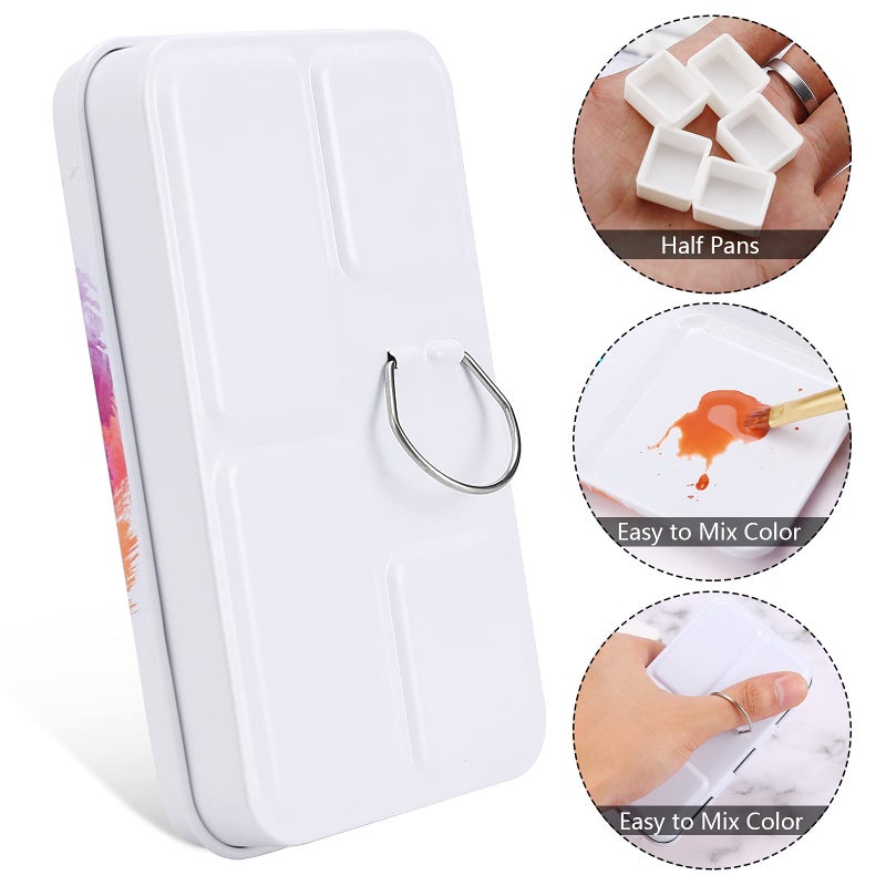 MyArTool Empty Watercolor Palette, Empty Watercolor Tin Box Palette Paint Case, Foldable Watercolor Paint Palette with 12 Empty Half Pans for Watercolor and Acrylic Painting - Image 4