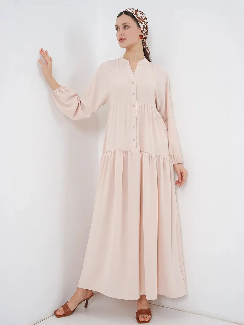 بيغ دارت BDART V-Neck Button Closure Relaxed Fit Maxi Dress