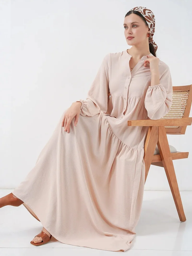 بيغ دارت BDART V-Neck Button Closure Relaxed Fit Maxi Dress