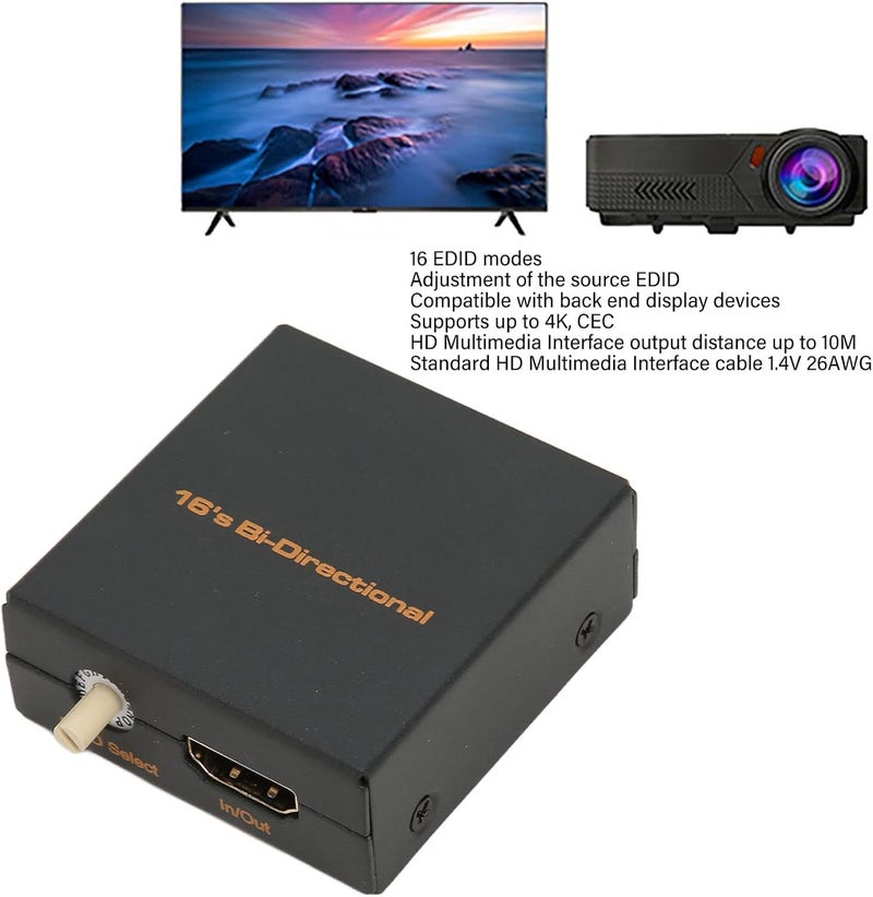 واجهة الوسائط المتعددة عالية الدقة (HD Multimedia Interface)، محول بيانات EDID (EDID Feeder)، مدير بيانات EDID (EDID Manager)، محاكي بيانات EDID (EDID Emulator)، دعم لمعايير 4K وCEC، مناسب لأجهزة الألعاب وأجهزة التلفاز والمشاريع العارضة (Projectors)، بمدى يصل إلى 32.8 قدم (32.8 feet). - Image 4