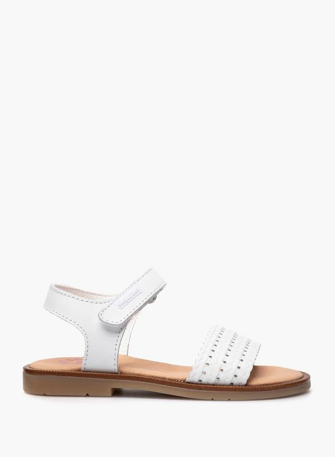 بابلوسكي Girls Hook & Loop Leather Sandals
