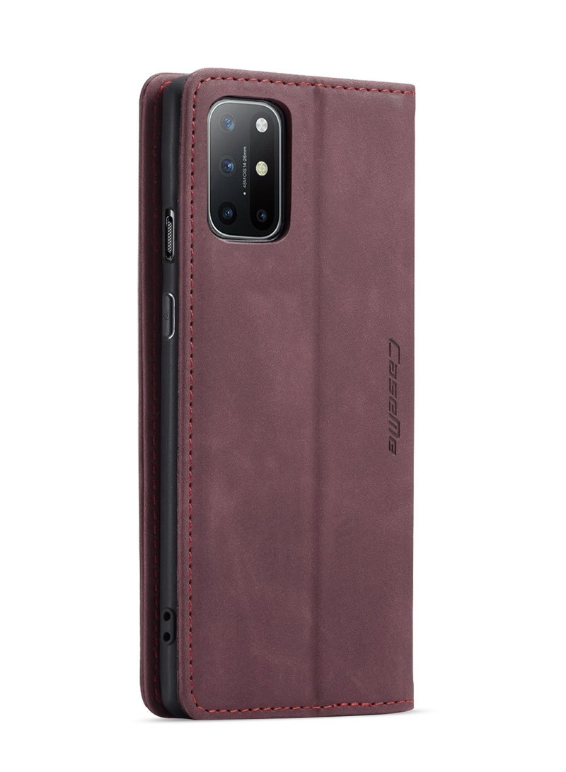 CaseMe Oneplus 8T Case Wallet, for Oneplus 8T Wallet Case Book Folding Flip Folio Case with Magnetic Kickstand Card Slots Protective Cover - Wine - Image 2