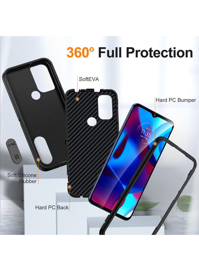 اس-توب جراب لهاتف Motorola G Pure 2021 مصنوع من مادة PC المتينة + جراب هاتف من السيليكون مع حامل - Image 4