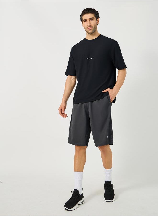 Styli Mesh Insert Oversized Training Shorts with Badge Detail  - Image 2
