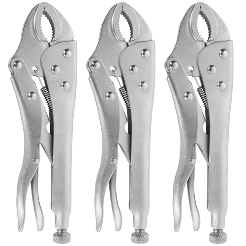 Ziqi 3 PCS VISE-GRIP Curved Jaw Locking Pliers (10inch) with Wire Cutter Curved Jaw for tightening,clamping,twisting,and turning,Chrome-vanadium Steel Curved Jaw Locking Vise Plier Grips Wrench - Image 1