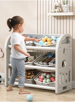 JSAITOYS Plastic Bookcase Kids Furniture Bookshelf Toy Shelf Children Storage Toy Rack  - Image 1