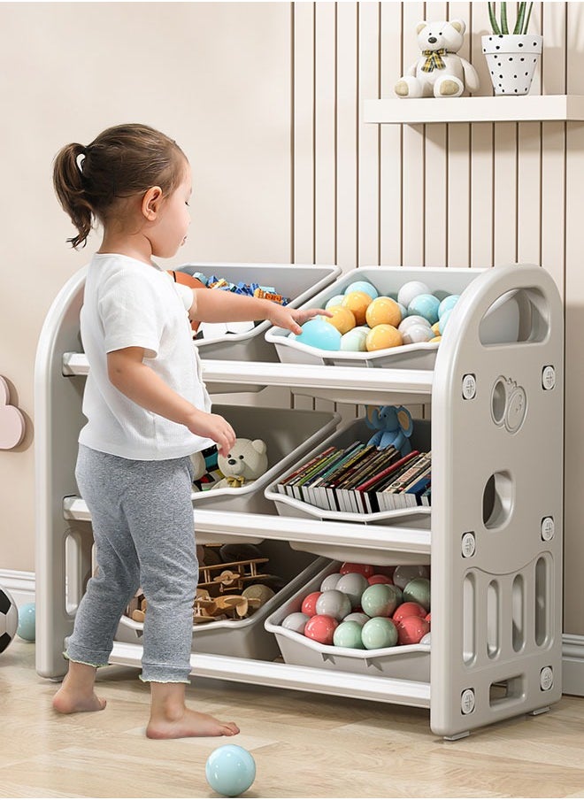 JSAITOYS Plastic Bookcase Kids Furniture Bookshelf Toy Shelf Children Storage Toy Rack  - Image 1