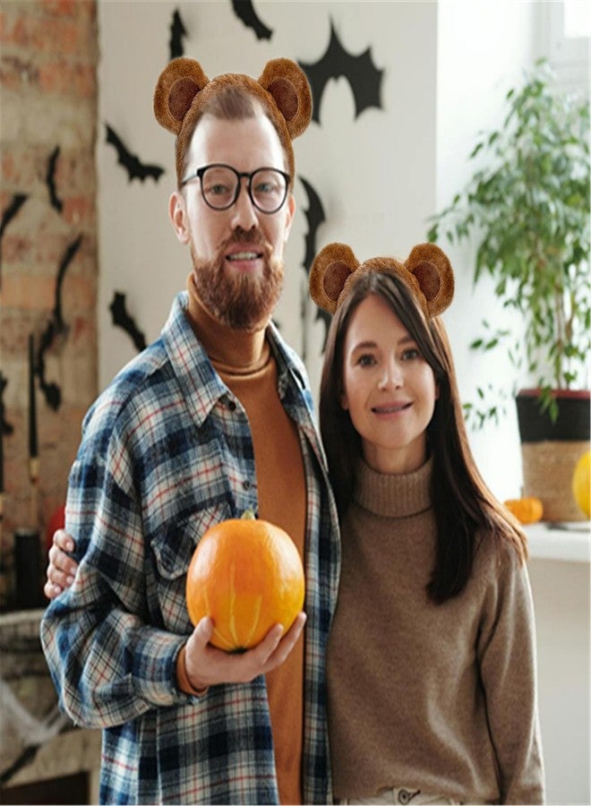 YOWOCAL طوق رأس بأذني دب من YOWOCAL، طوق شعر لطيف على شكل أذني دب، إكسسوارات شعر، زي تنكري لحفلات الكريسماس والهالوين، مكياج نسائي (بني) - Image 4