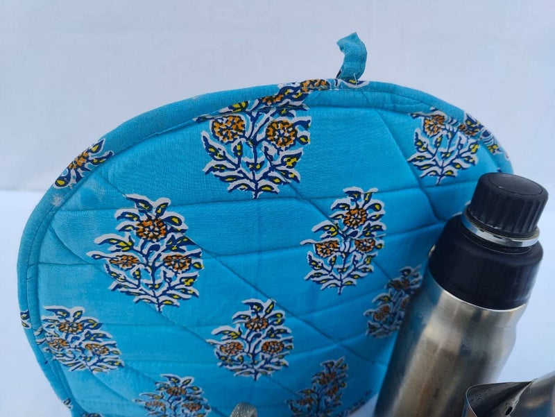 Malan Bai Mandala Tea Cozy Cover Hand Block Winter Tea Cozy Cotton Tea Kettle Warmer Pot Cover Hot Coffee Cover Handamde Kitchen Décor Brand: Malan Bai (Pattern 31) - Image 1