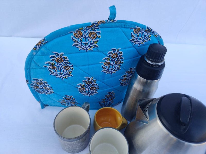 Malan Bai Mandala Tea Cozy Cover Hand Block Winter Tea Cozy Cotton Tea Kettle Warmer Pot Cover Hot Coffee Cover Handamde Kitchen Décor Brand: Malan Bai (Pattern 31) - Image 2