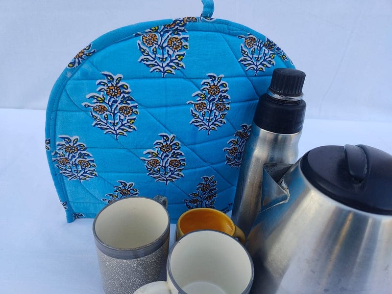 Malan Bai Mandala Tea Cozy Cover Hand Block Winter Tea Cozy Cotton Tea Kettle Warmer Pot Cover Hot Coffee Cover Handamde Kitchen Décor Brand: Malan Bai (Pattern 31) - Image 3