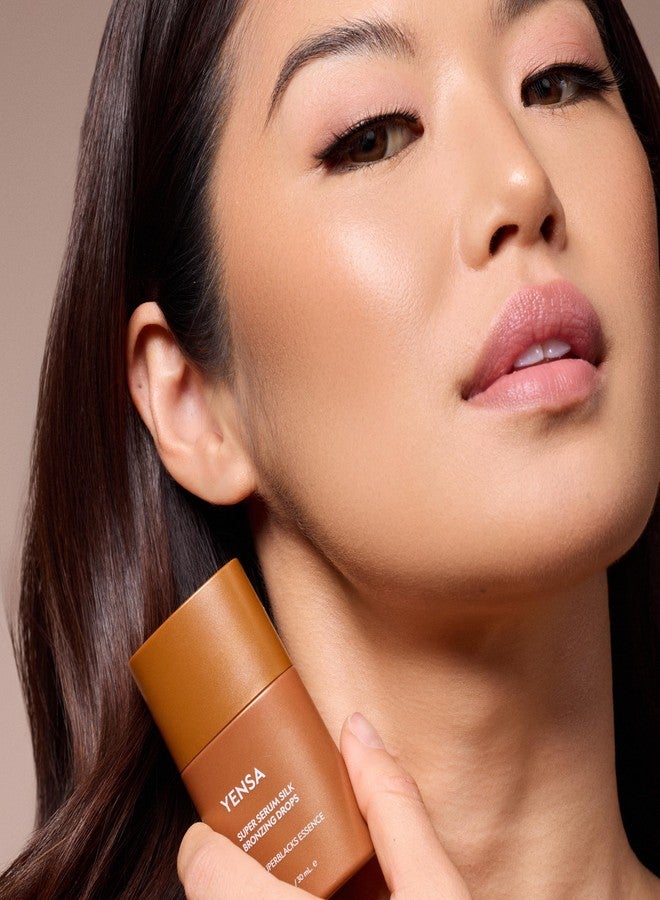 YENSA Super Serum Silk Bronzing Drops for Face - Liquid Bronzer Drops Enriched with Bakuchiol, Ferulic Acid & Super Oils - Hydrates & Nourishes with a Subtle Shimmer Finish - Universal Shade (1 Fl oz) - Image 3