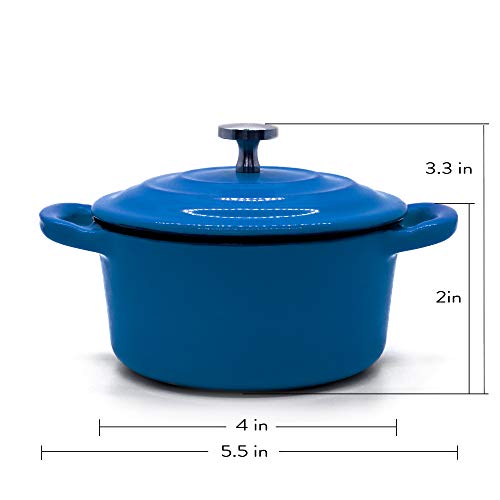 RJ Legend 8.5 oz Pre-Seasoned Cast Iron Camp Dutch Oven with Handle, Enameled, Blue Green White (Set of 3) - Image 2