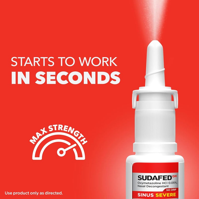 Sudafed OM Sinus Severe No Drip Nasal Spray Maximum Strength Decongestant for Fast Sinus Congestion  Pressure Relief Due to Colds or Allergies Oxymetazoline HCl 05 Nose Spray 1 fl oz - Image 3