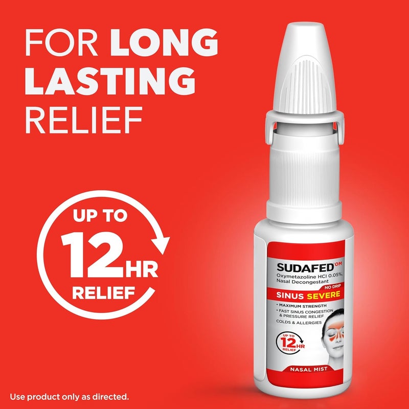 Sudafed OM Sinus Severe No Drip Nasal Spray Maximum Strength Decongestant for Fast Sinus Congestion  Pressure Relief Due to Colds or Allergies Oxymetazoline HCl 05 Nose Spray 1 fl oz - Image 4