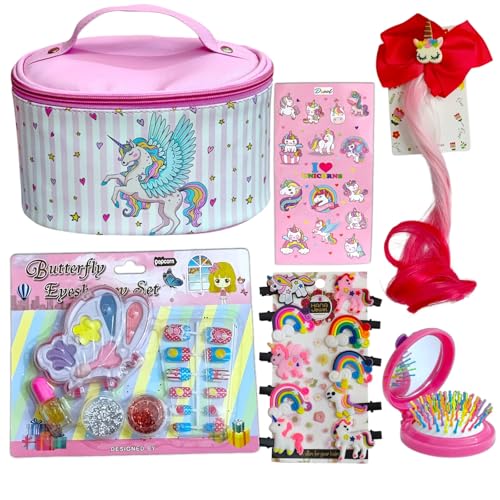 Tera13 TERA 13 Unicorn Make Up Accessories for Women, Girls Cosmetic, Unicorn Cosmetic Bag Case for Girls 6 in 1 Cobmbo Uniorn Hair Clip, Nail Art, Unicorn Hair Brush & Mirror Unicorn Make Up Kit - Image 5