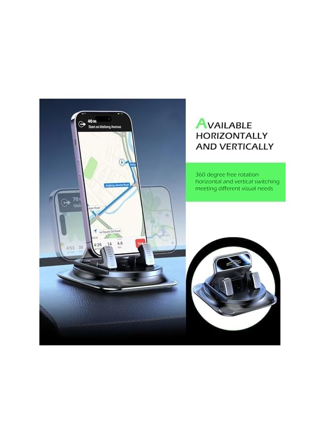 S-TOP Dashboard Mobile Phone Holder, 360-degree Rotation Anti-slip Double-layer Shock-absorbing Pad for Stable & Vibration-free Navigation Support, One-handed Removal Placement (Black) - Image 3