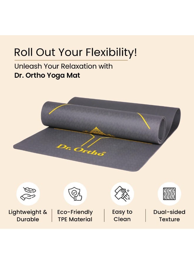 Dr. Ortho Dr.Ortho Thermoplastic Elastomers Yoga Mat For Men & Women, Exercise Mat For Home & Gym Workout, 6MM Thick Workout Yoga Mat, Anti Slip & Easy to Use - Granite Grey - Image 3