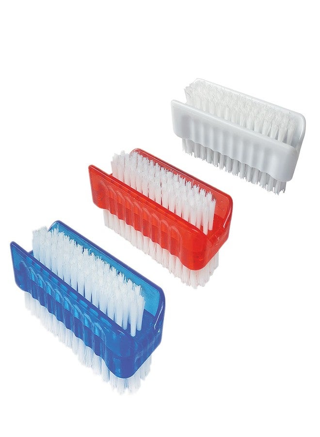 LOLA Products Classic Hand & Nail Brush, 2 Sided - Soft & Stiff, Comfortable No-Slip Grip, Cleans Hands & Fingernails, Assorted Colors, 3 Pack - Image 1