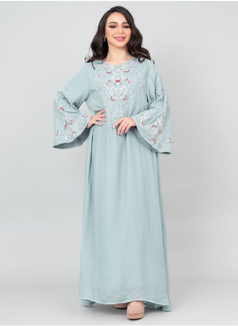 جلابية مطرزة عصرية IK4007 ازرق