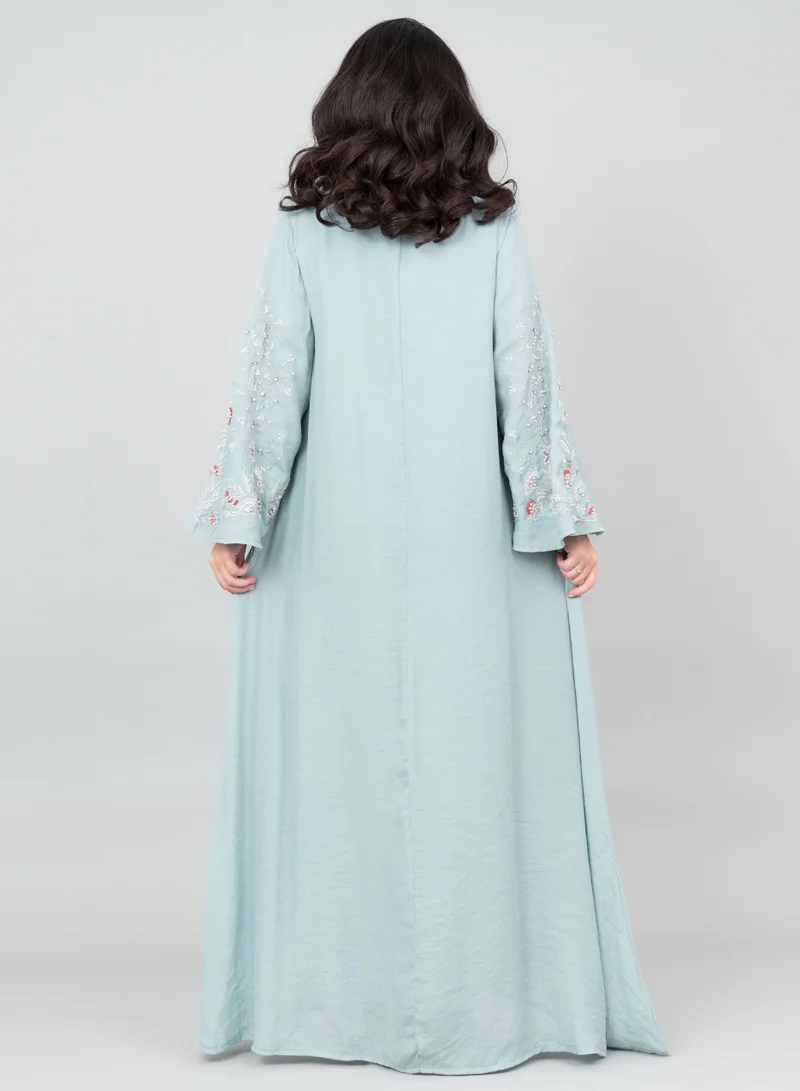IKKXA Modern Embroidered Jalabiya IK4007 Blue
