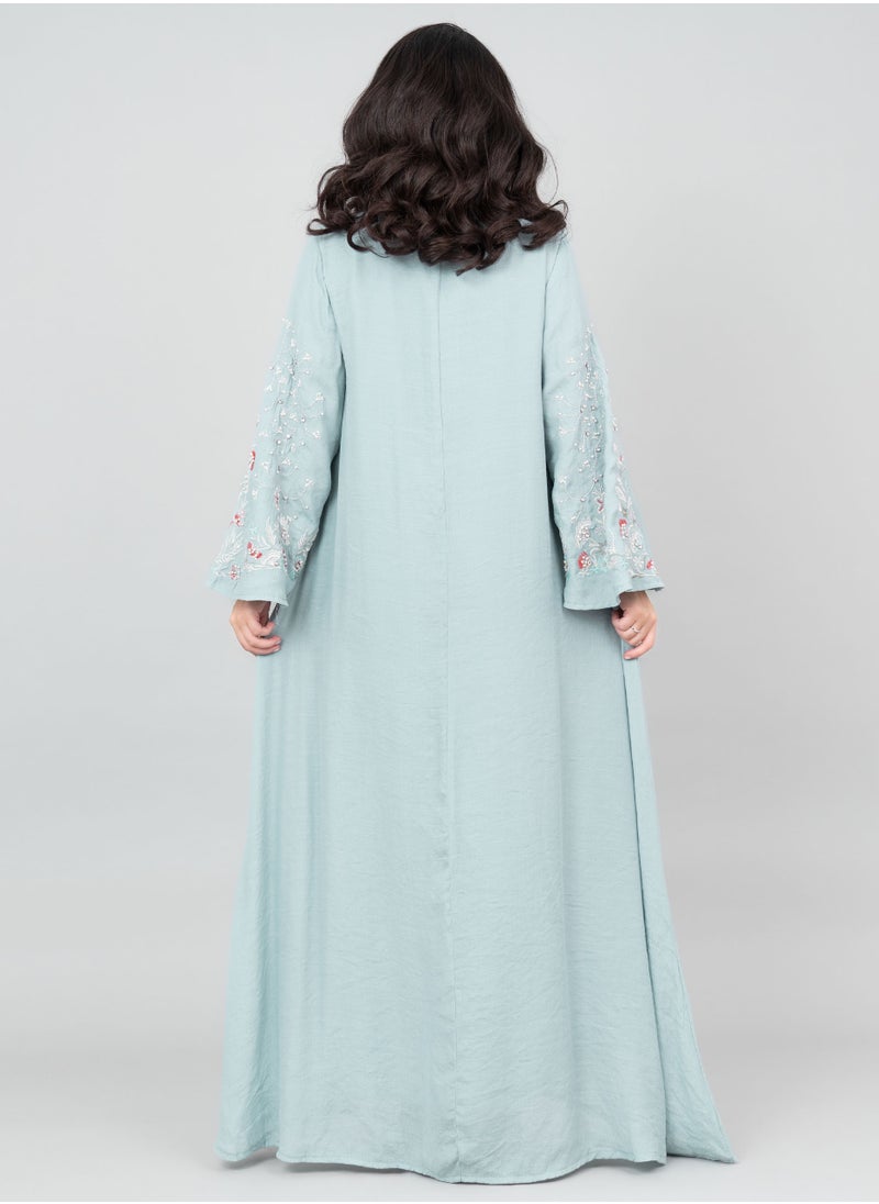 اكسا - جلابية مطرزة عصرية IK4007 ازرق - Image 1