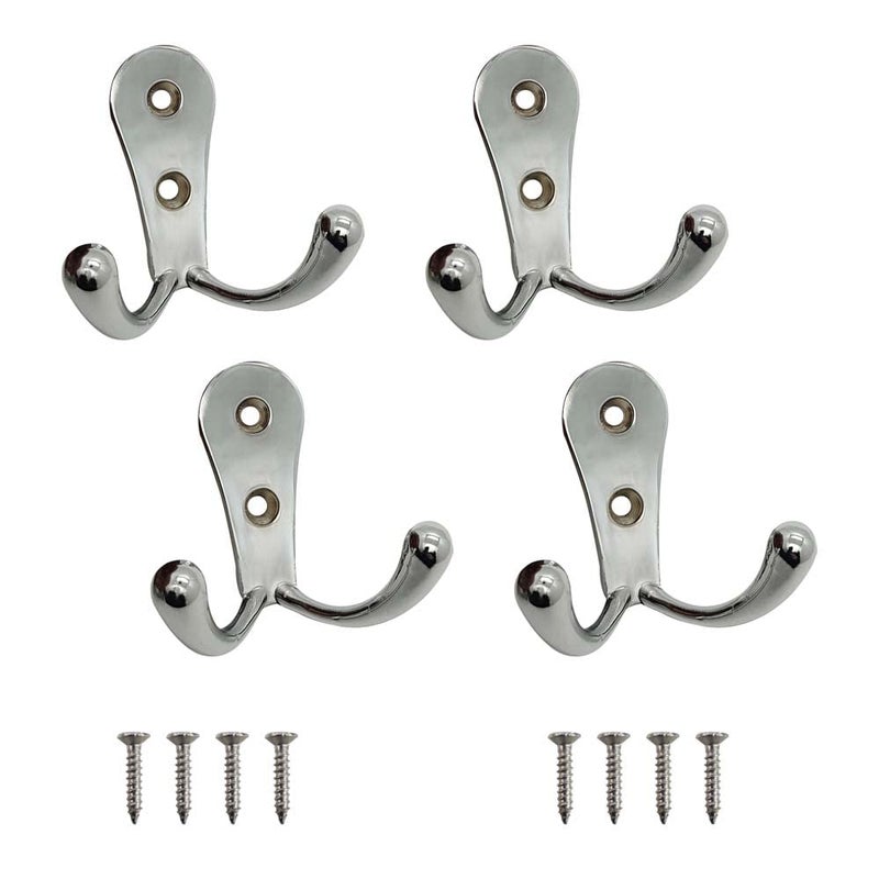 Volo VOLO 2 Pin Cloth Hanger Hook Set Silver Pack of 4  - Image 1